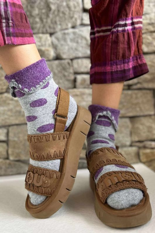 Laundry B Terry & Wool Luxury Socks Dotty Amethyst Grey